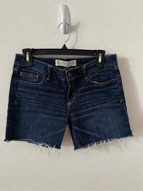 Abercrombie & Fitch Indigo Frayed Hem Denim Shorts